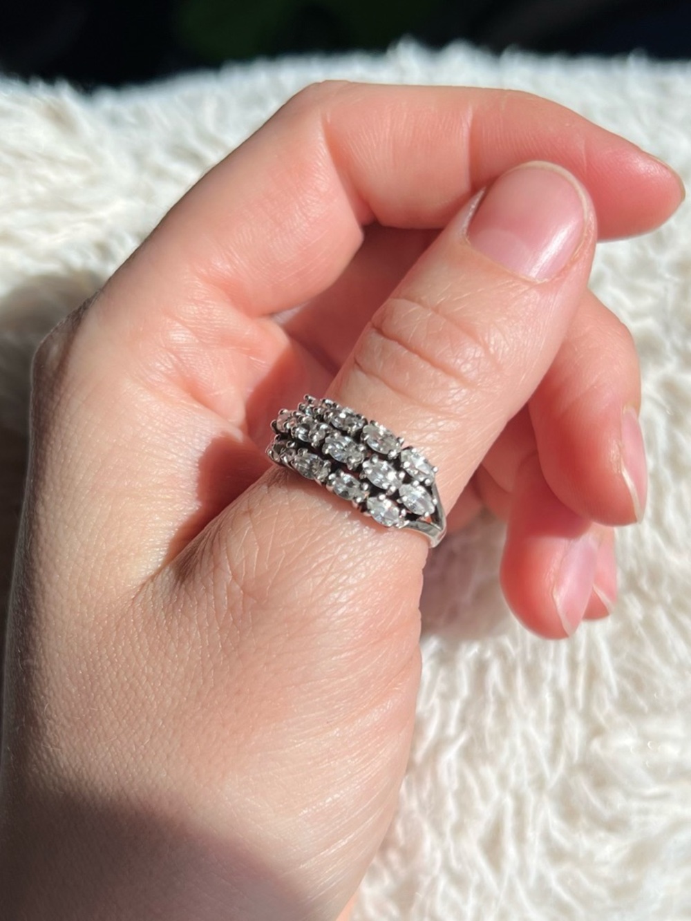 Vintage Sterling Silver Cluster Ring